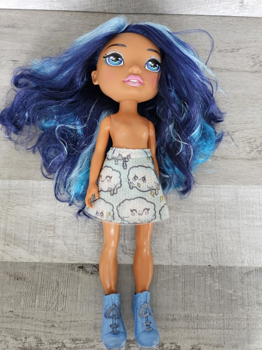 Large Rainbow High Skyler Bradshaw 15" Doll Blue Hair Skirt Shoes